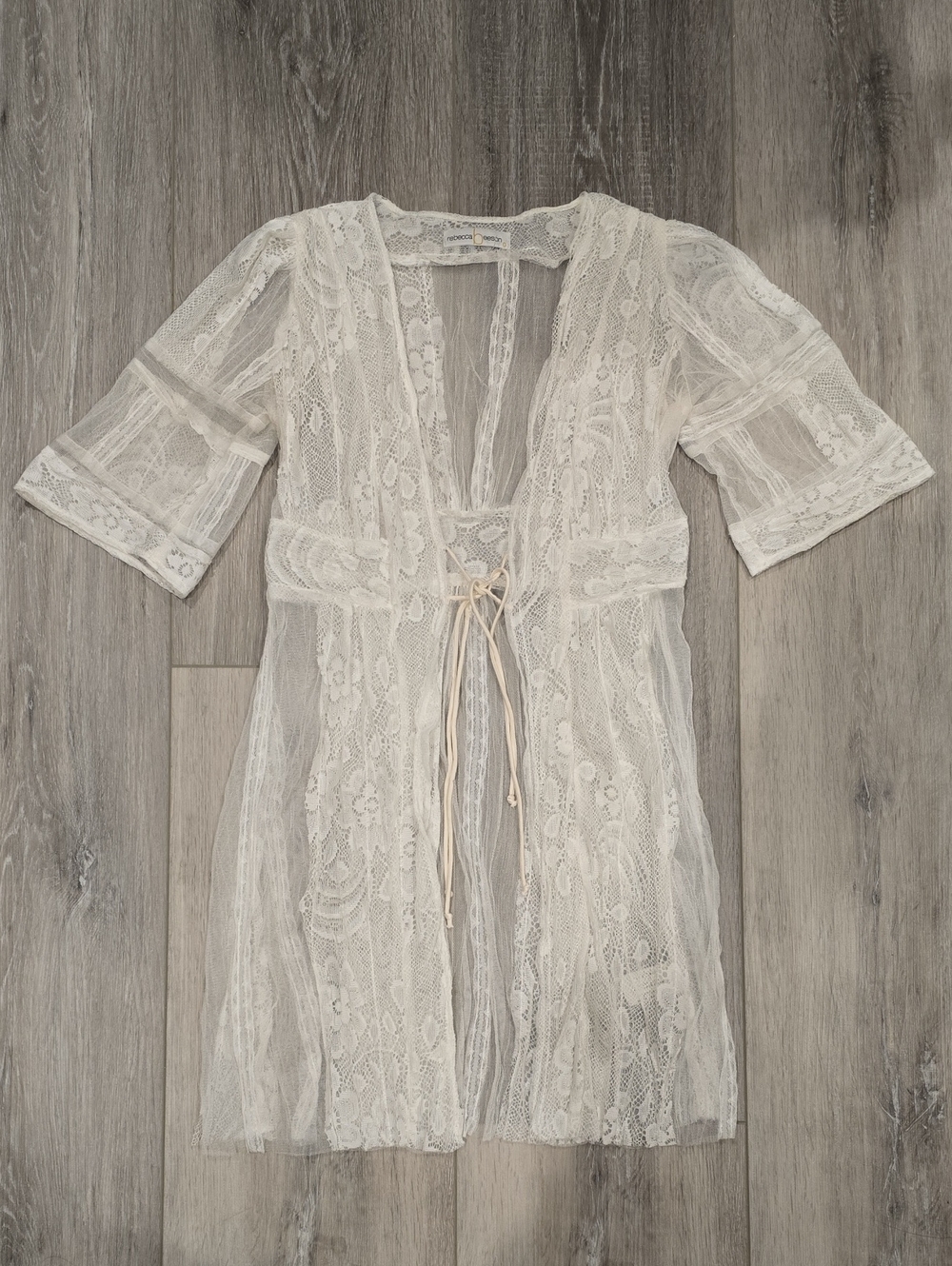 Rebecca Taylor White Lace Textured Tie-Front Top Made in USA Size 0